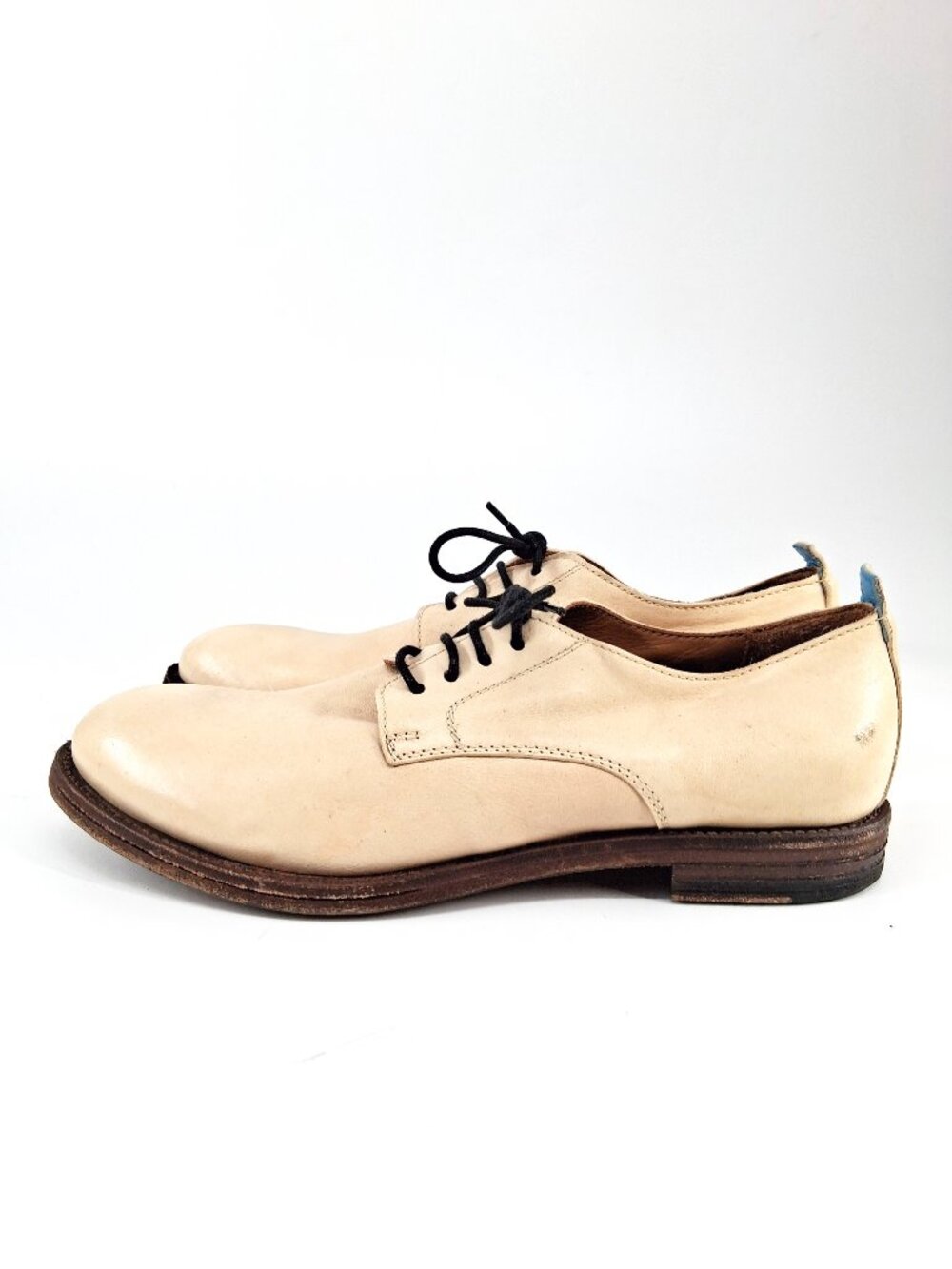 MOMA Cream Leather Derby Shoes Handmade Italy Leather Sole Lace Up SZ 37.5/7.5 - Picture 4 of 10
